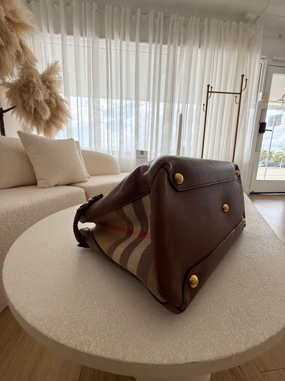 BURBERRY Banner House Check Leather Bag