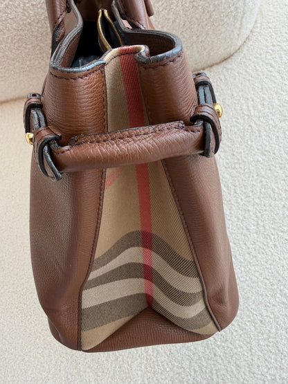 BURBERRY Banner House Check Leather Bag
