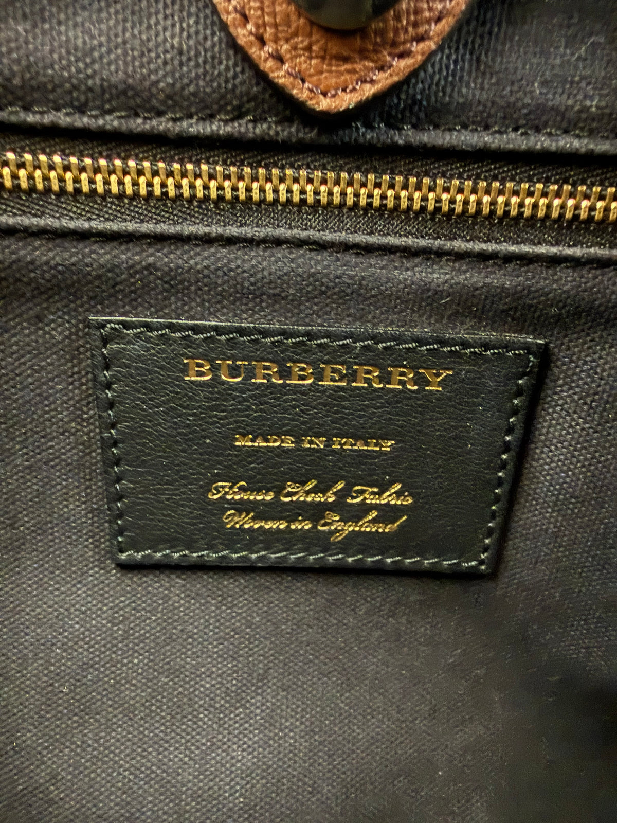 BURBERRY Banner House Check Leather Bag