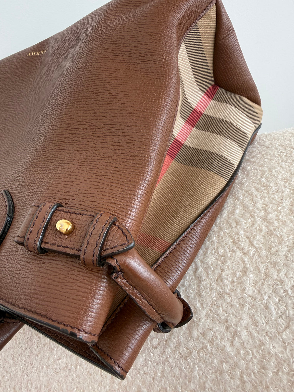 BURBERRY Banner House Check Leather Bag
