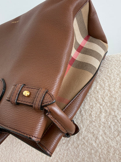 BURBERRY Banner House Check Leather Bag