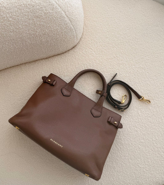 BURBERRY Banner House Check Leather Bag